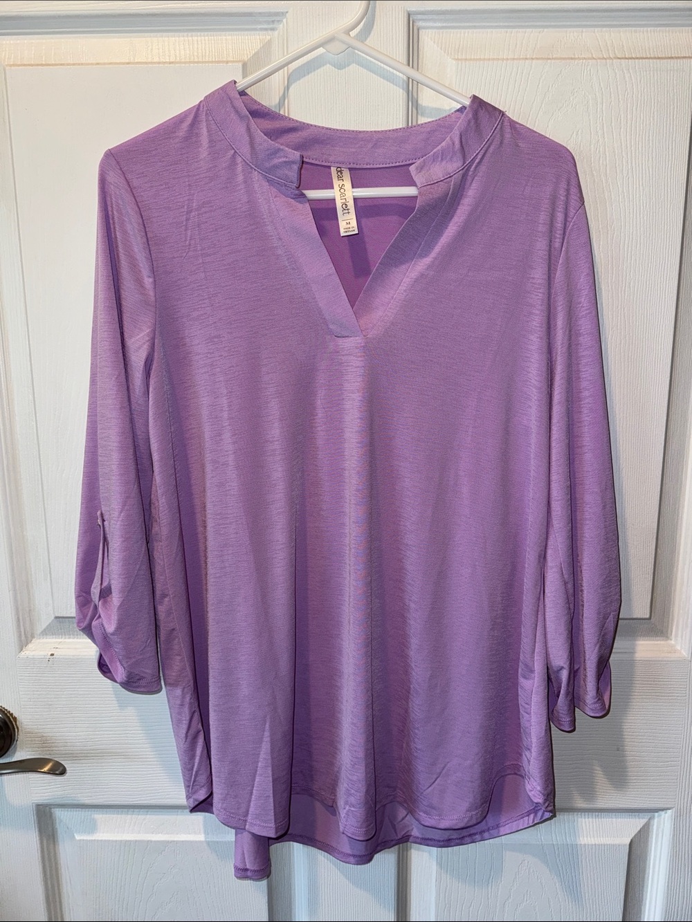 Relaxed Lavender Split-Neck Women's Tunic
